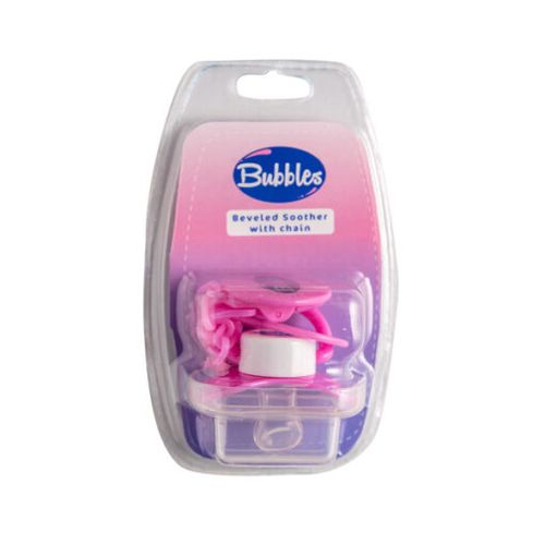 Bubbles Pacifier with Chain, Pink