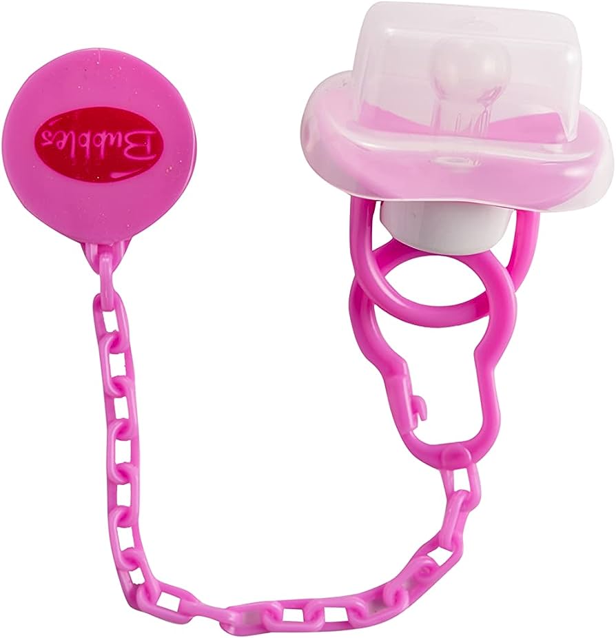 Bubbles Pacifier with Chain, Pink