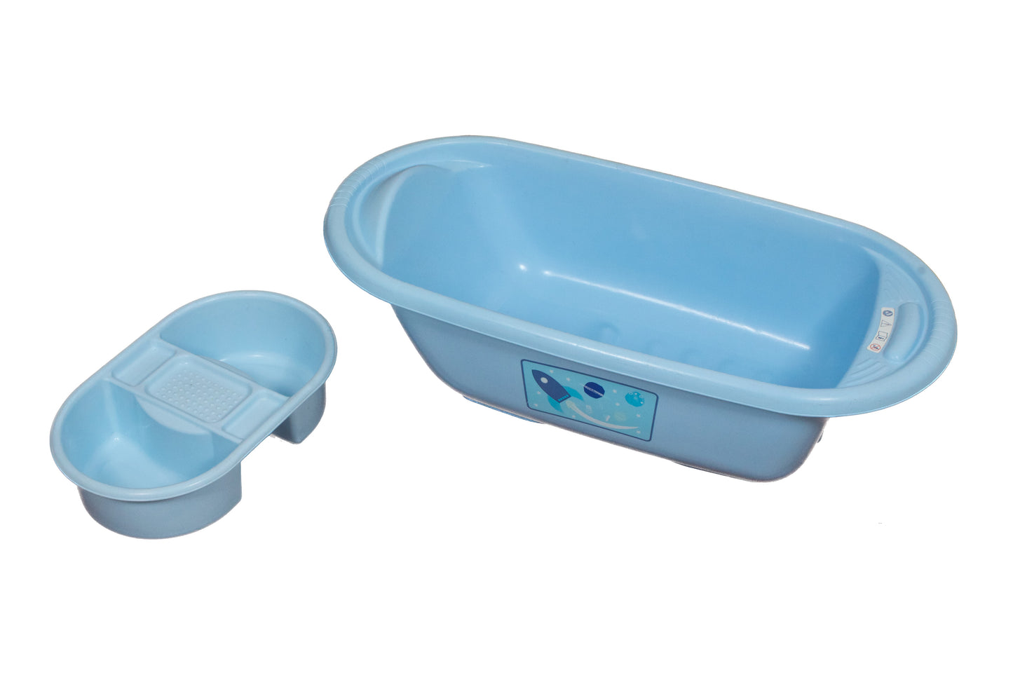 Preloved Mothercare Baby Bathtub & Top Tail Bath Bowl Set, Baby Blue