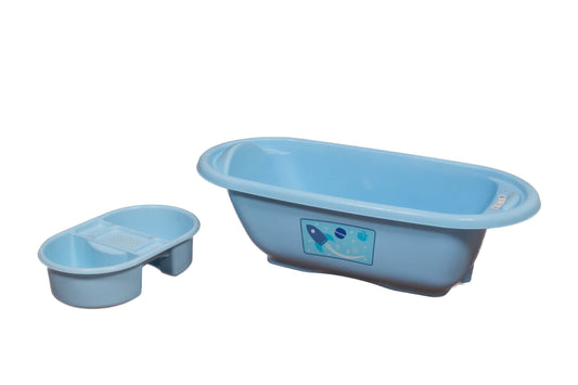 Preloved Mothercare Baby Bathtub & Top Tail Bath Bowl Set, Baby Blue