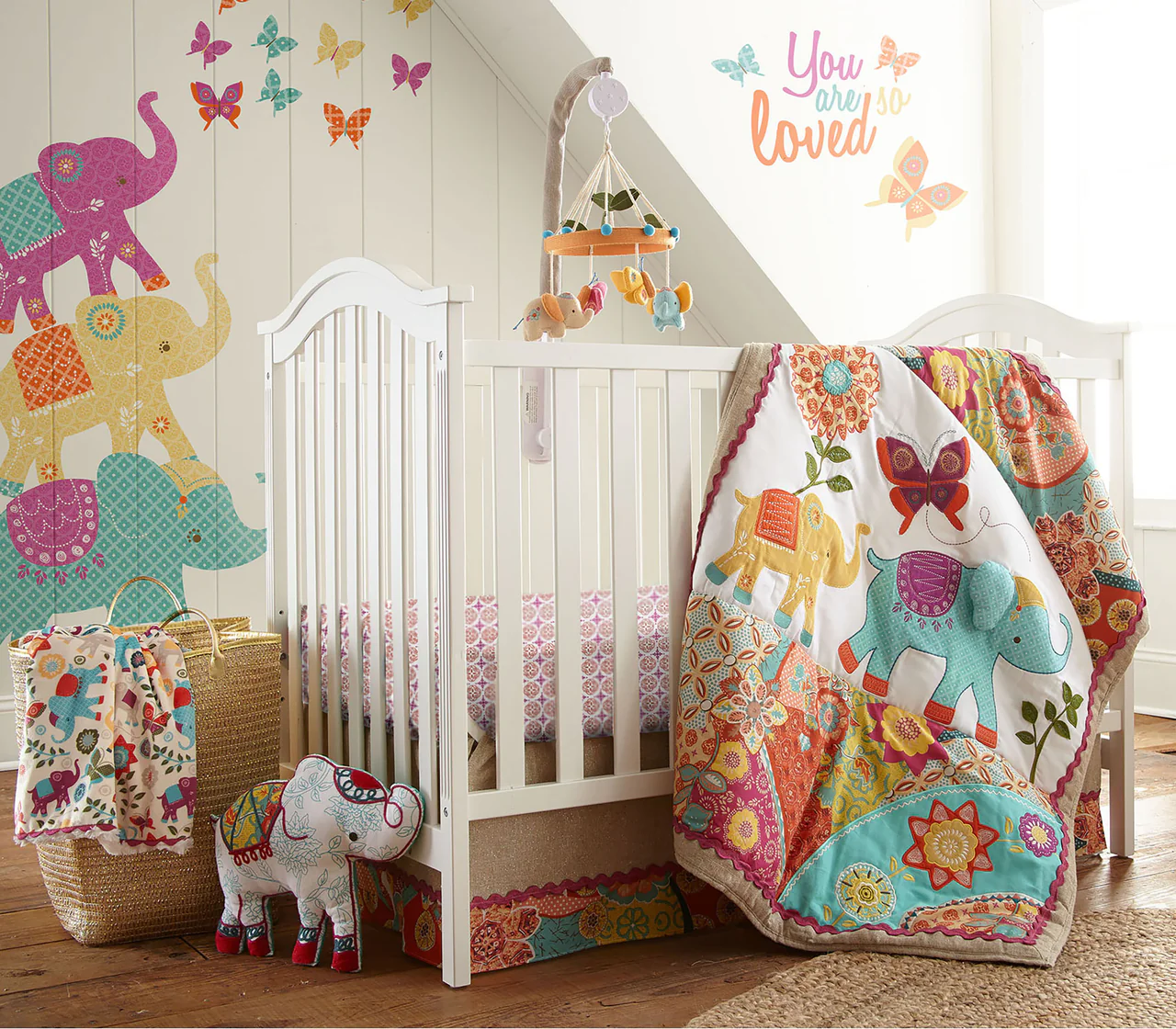 Preloved Levtex Baby, Zahara Musical Mobile, Butterflies & Elephants