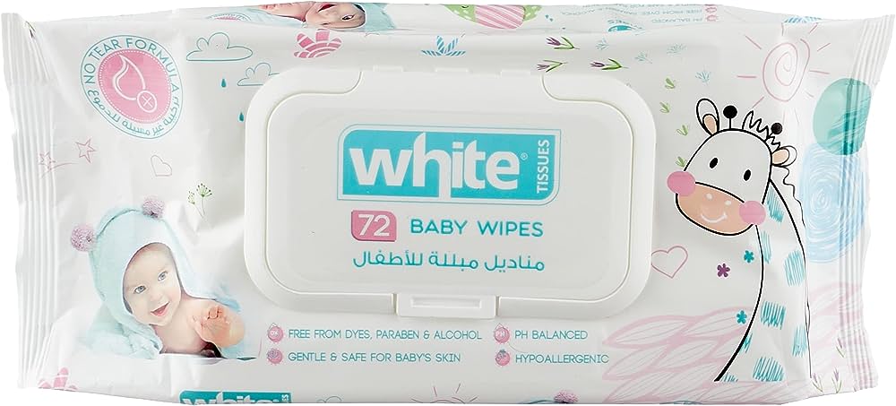 White Baby Wet Wipes, 72 Wipes