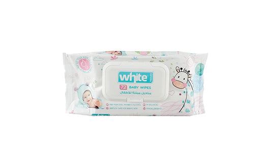 White Baby Wet Wipes, 72 Wipes