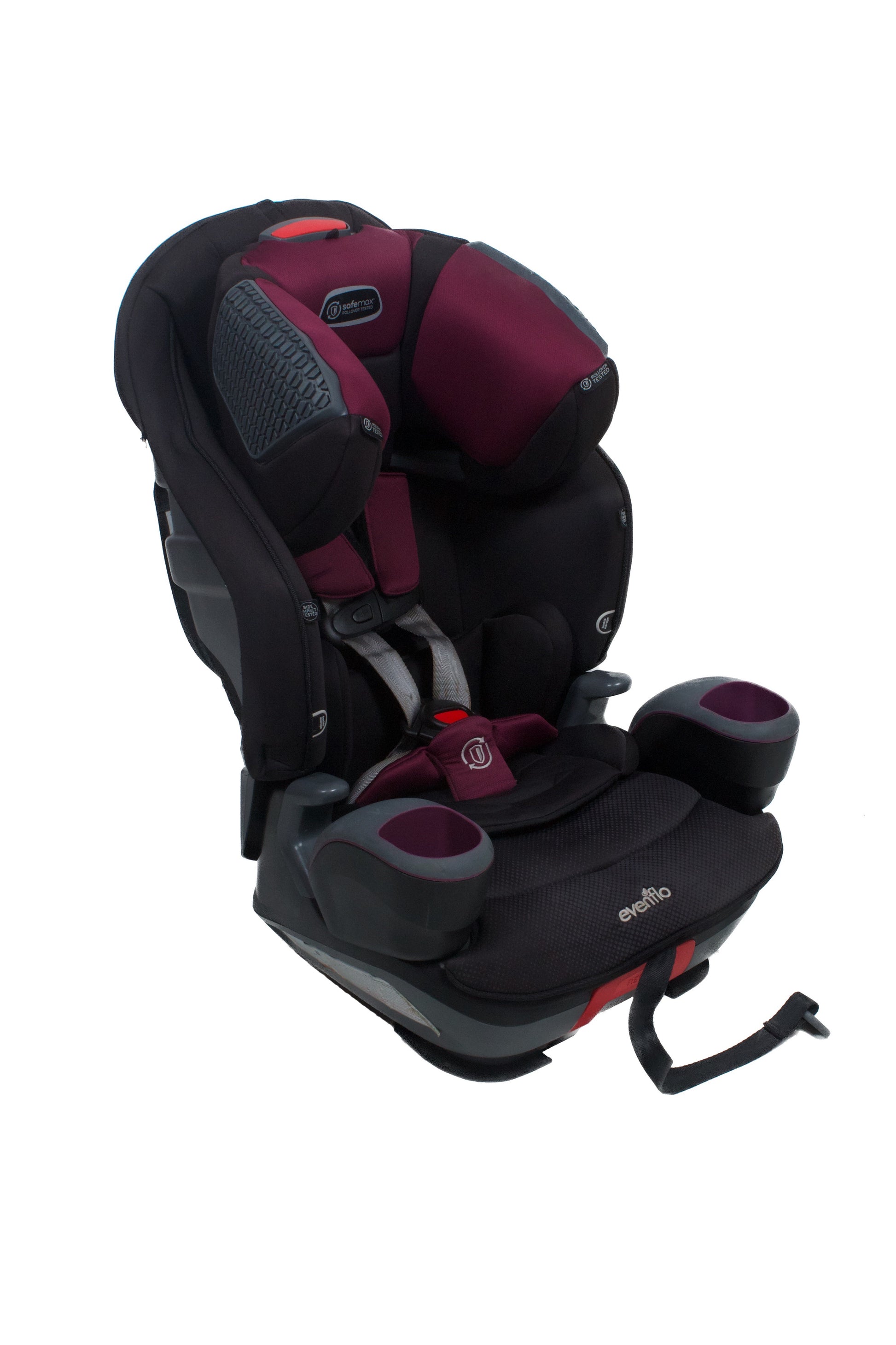 evenflo safemax booster Preloved Evenflo SAFEMAX 3-IN-1 Booster Car Seat Black/Burgundy – Kiddo