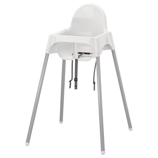 Preloved Ikea ANTILOP Highchair with tray, white/silver-colour